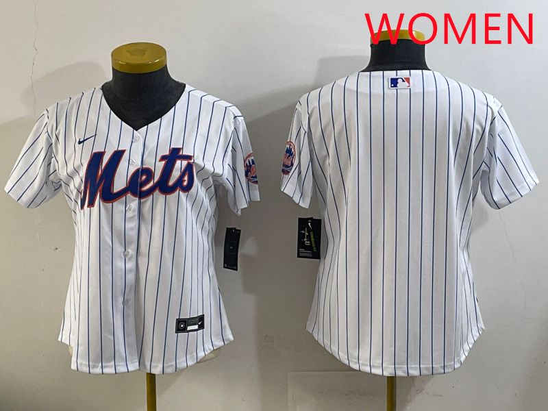 Women New York Mets Blank White Stripe Game 2025 Nike MLB Jersey style 1